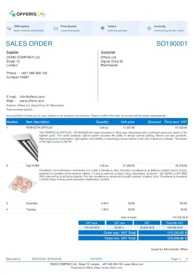 Order template